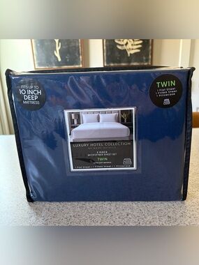 Hotel Collection Twin Microfiber Sheet Set - Navy Blue